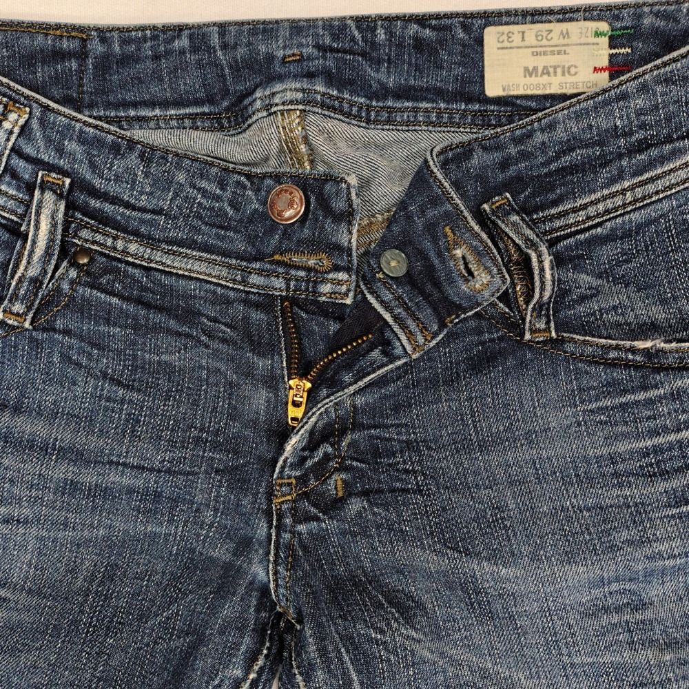 Diesel Matic Slim Skinny Jeans Womens 29x32 Dark Wash 008XT Studded Low Rise - Picture 5 of 12